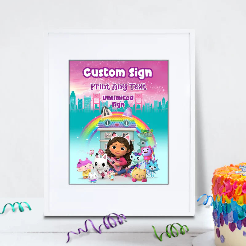 Gabby's Dollhouse Birthday Decorations, Gabby Party Supplies, Pandy Paws Themed, Gabby TV series Digital Template, Editable Gabby's Dollhouse Image SVG PNG