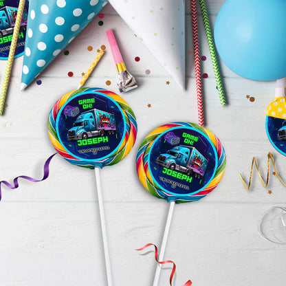 Game Truck Birthday Decorations, Video Games Party Supplies, VR Games Themed, VR Neon Digital Template, Editable Game Truck Image SVG PNG