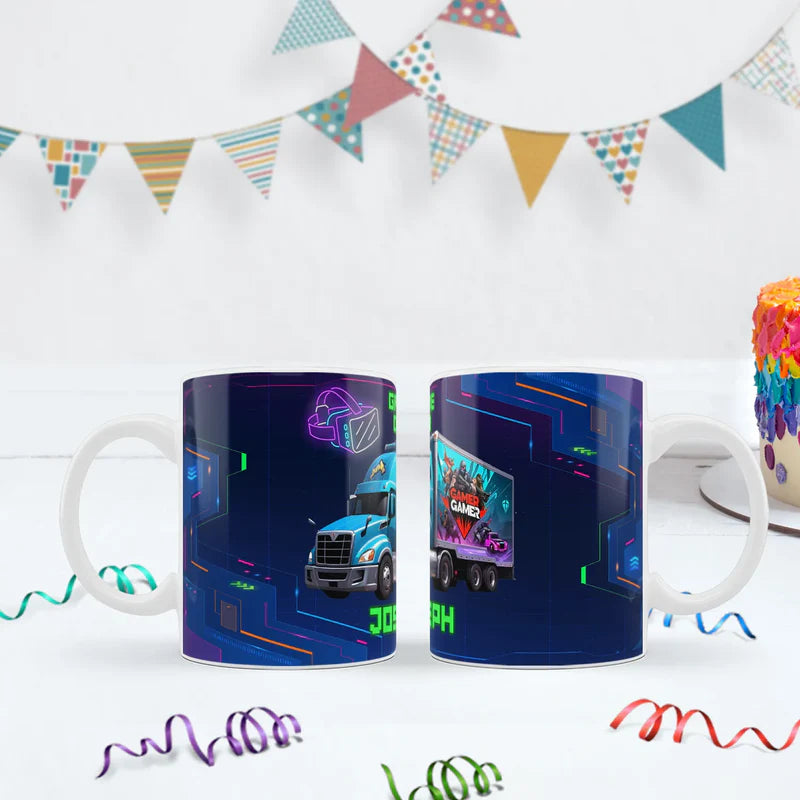Game Truck Birthday Decorations, Video Games Party Supplies, VR Games Themed, VR Neon Digital Template, Editable Game Truck Image SVG PNG