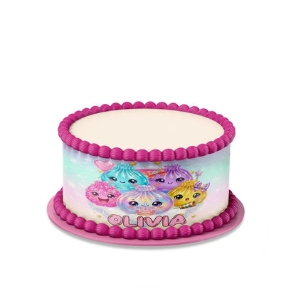 Glitter Dumpling custom cake strips with sparkly accent patterns displayed neatly on a clean white background