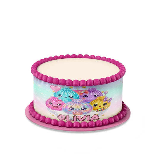 Glitter Dumpling custom cake strips with sparkly accent patterns displayed neatly on a clean white background