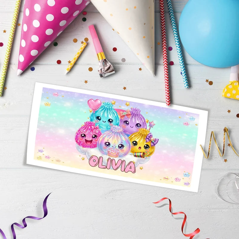 Mystery Box Birthday Decorations, Squishy Toy Party Supplies, Glitter Dumpling Themed, Viral kids toy Digital Template, Editable Glitter Dumpling Image SVG PNG
