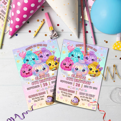 Mystery Box Birthday Decorations, Squishy Toy Party Supplies, Glitter Dumpling Themed, Viral kids toy Digital Template, Editable Glitter Dumpling Image SVG PNG