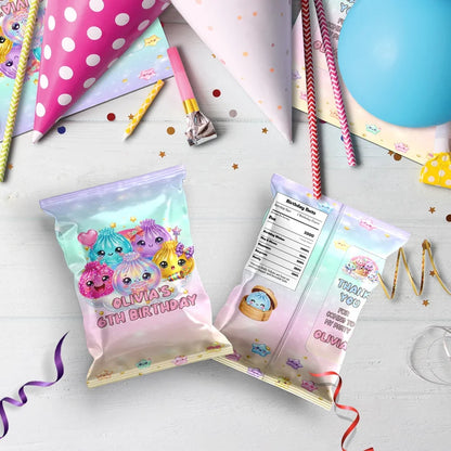 Mystery Box Birthday Decorations, Squishy Toy Party Supplies, Glitter Dumpling Themed, Viral kids toy Digital Template, Editable Glitter Dumpling Image SVG PNG