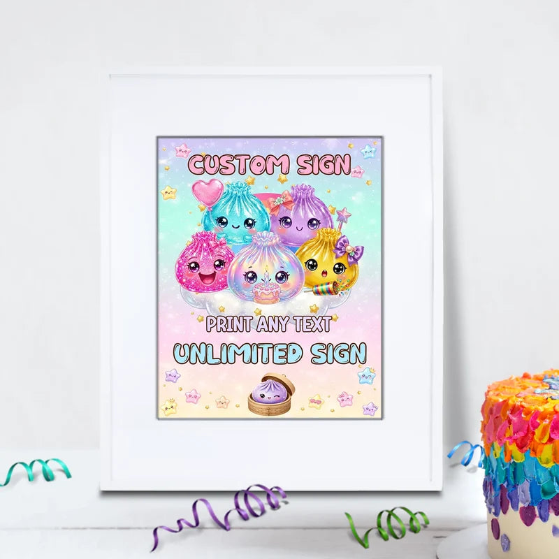 Mystery Box Birthday Decorations, Squishy Toy Party Supplies, Glitter Dumpling Themed, Viral kids toy Digital Template, Editable Glitter Dumpling Image SVG PNG