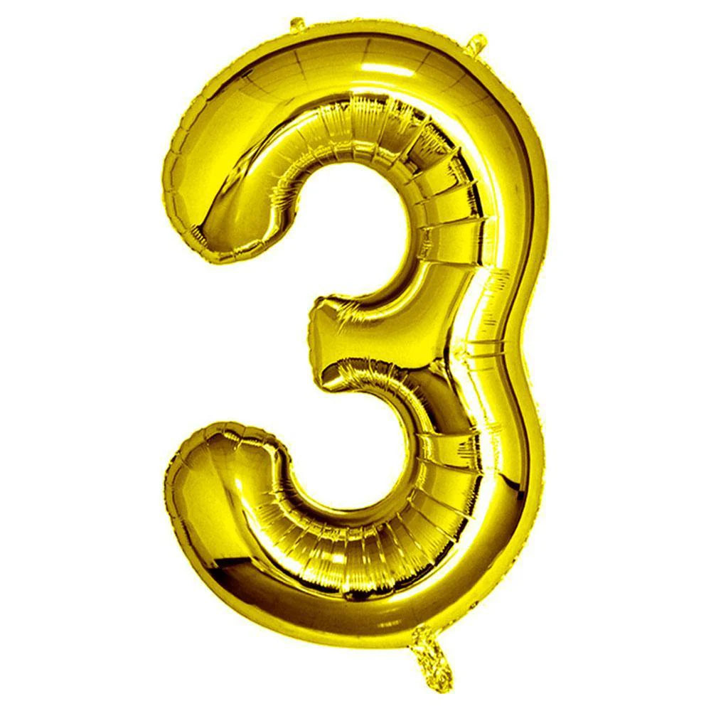 Gold Number 3 Foil Balloon