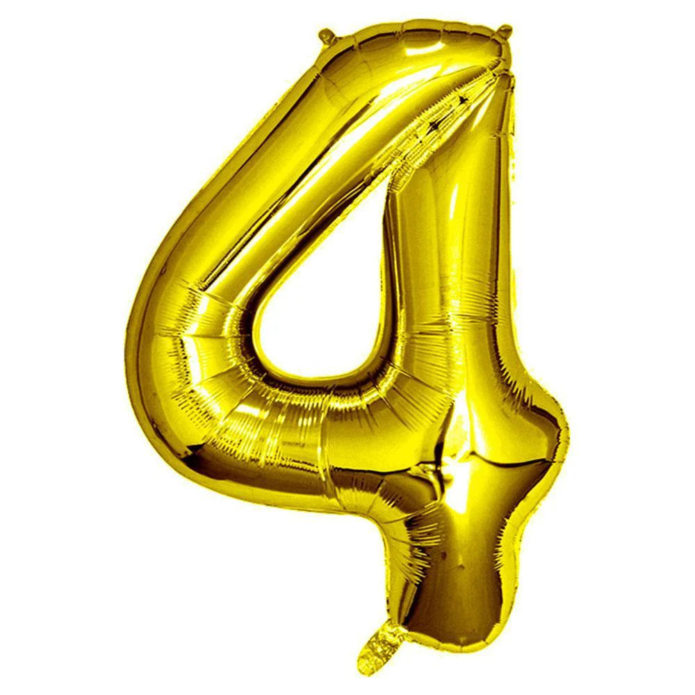 Gold Number 4 Foil Balloon