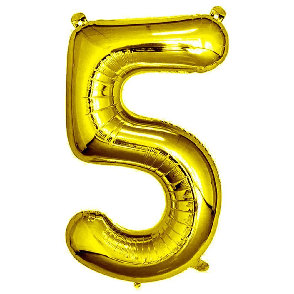 Gold Number 5 Foil Balloon