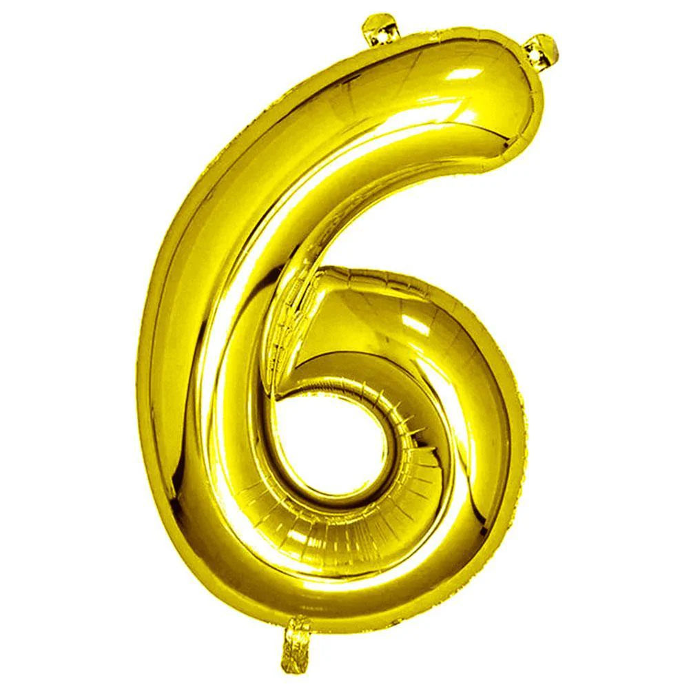 Gold Number 6 Foil Balloon