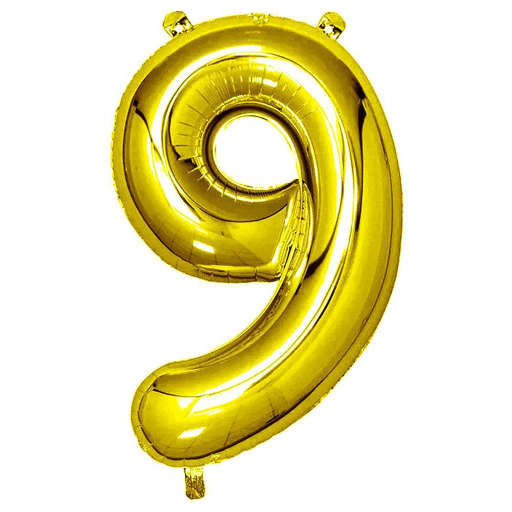 Gold Number 9 Foil Balloon