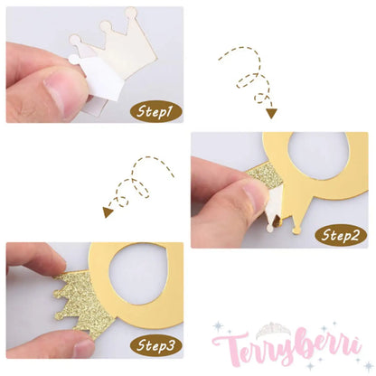 Set of mirrored gold acrylic cupcake toppers featuring numbers 0 through 9 in a modern font.