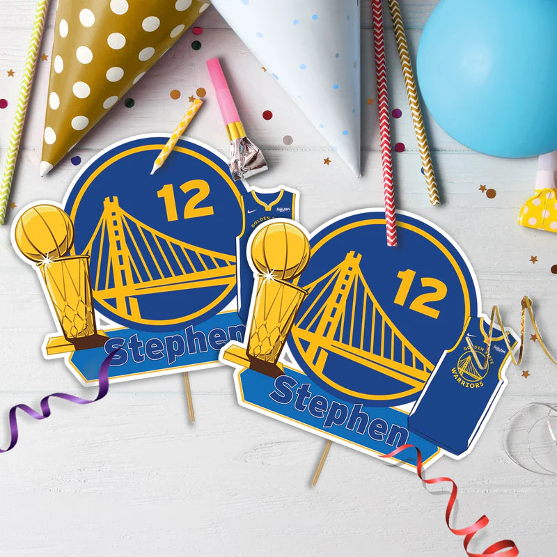 Golden State Warriors Birthday Decorations, NBA Team Party Supplies, Basketball Themed, GSW Stephen Curry Digital Template, Editable Golden State Warriors Image SVG PNG