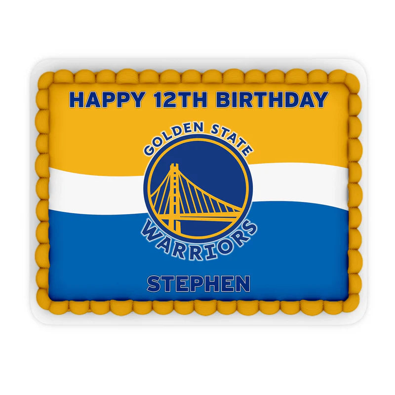 Golden State Warriors edible sheet cake images rectangular format with vibrant team logo