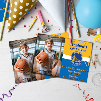 Golden State Warriors Birthday Decorations, NBA Team Party Supplies, Basketball Themed, GSW Stephen Curry Digital Template, Editable Golden State Warriors Image SVG PNG