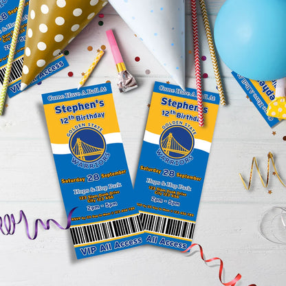 Golden State Warriors Birthday Decorations, NBA Team Party Supplies, Basketball Themed, GSW Stephen Curry Digital Template, Editable Golden State Warriors Image SVG PNG