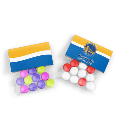 Golden State Warriors treat bag topper label folded format with team branding