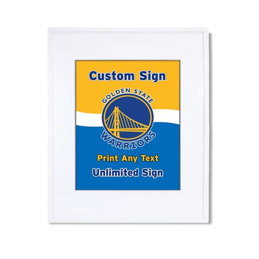 Golden State Warriors custom sign with editable text area and large team logo on blue