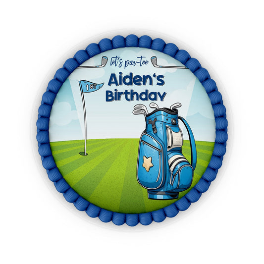 Mini Golf Personalized Edible Sheet Cake Images - Round: Edible round cake images with mini golf design for personalization