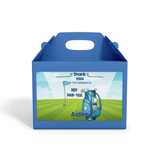 Mini Golf Treat Box Label: Customizable treat box labels with mini golf theme