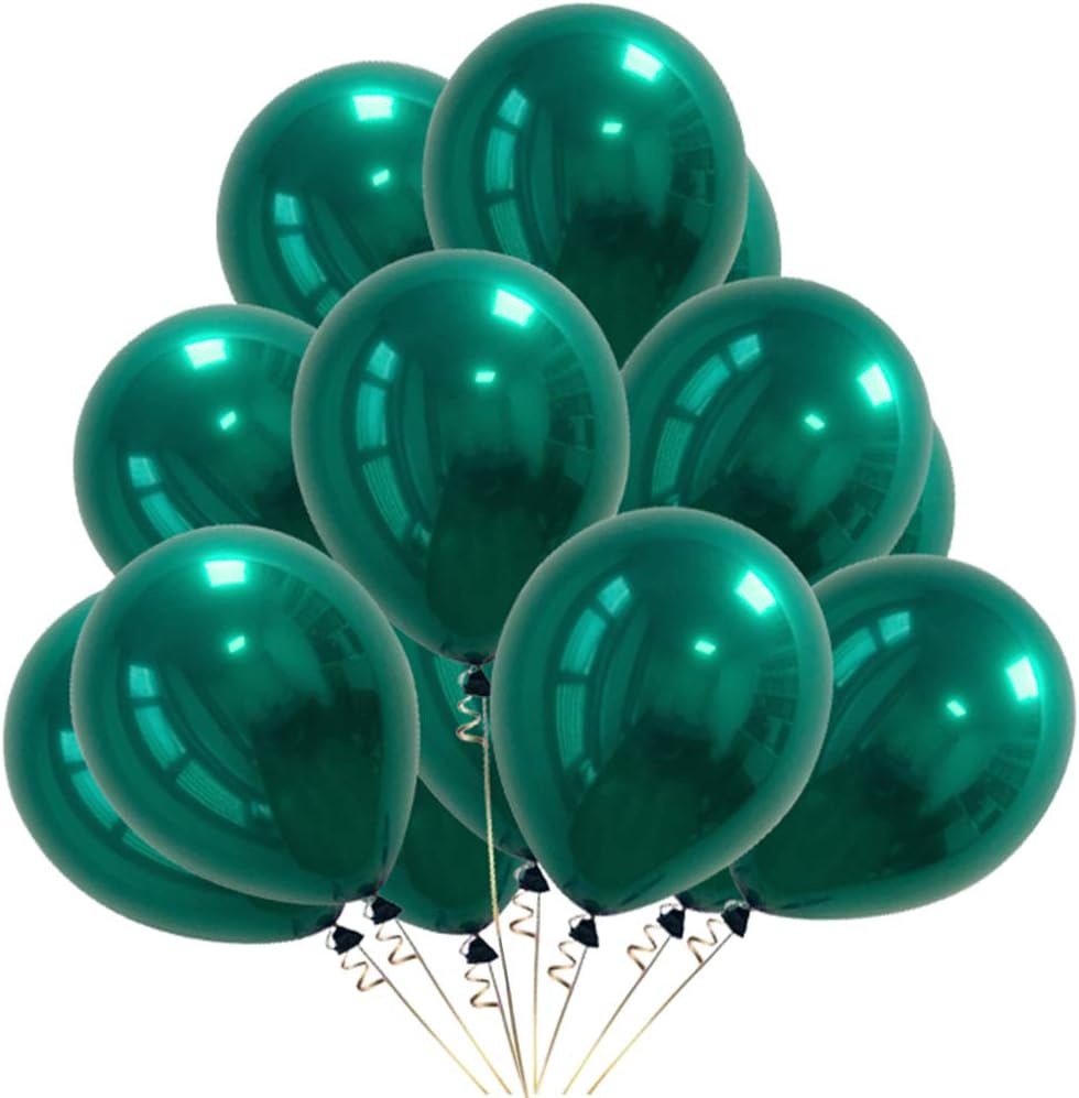 Green and black dark green 8 pcs double layers latex balloons