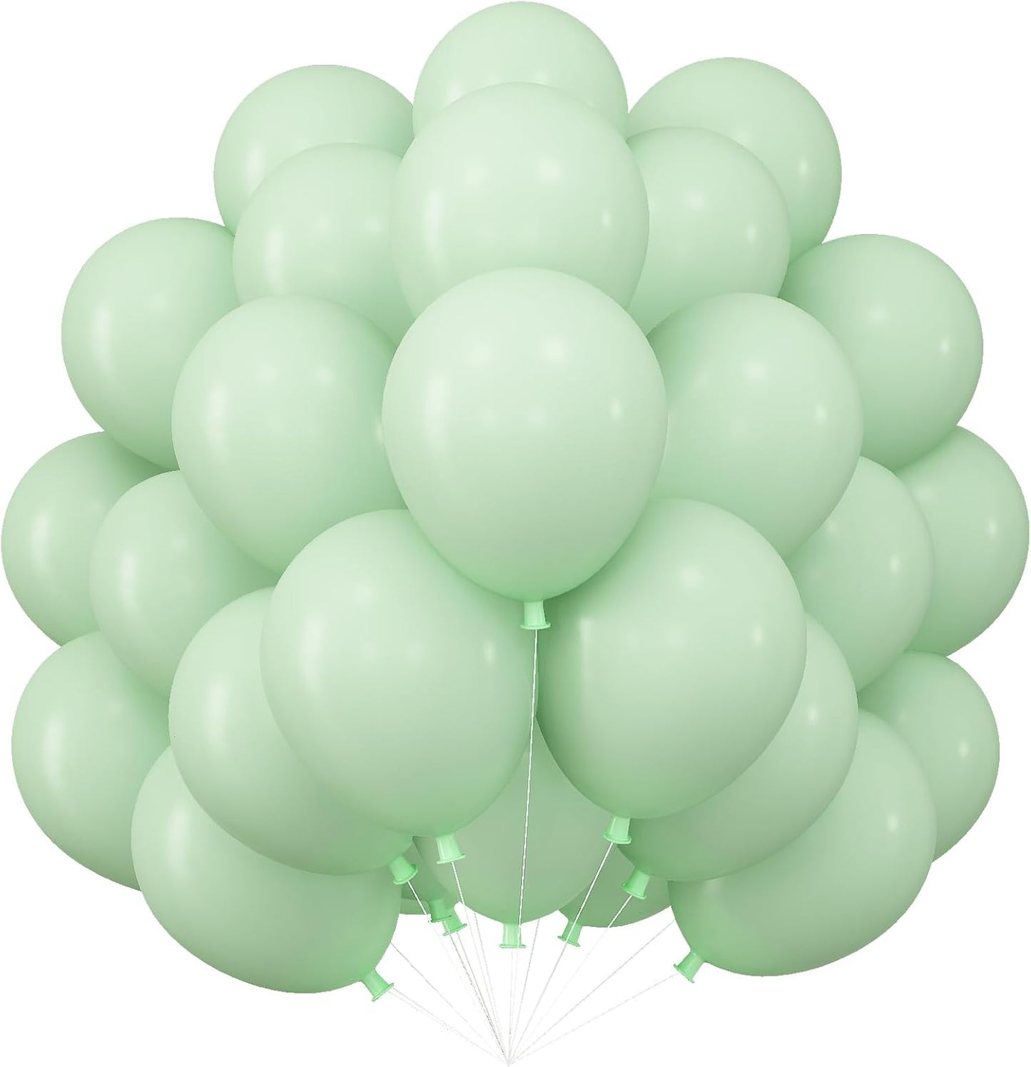 Green and white light green 8 pcs double layers latex balloons