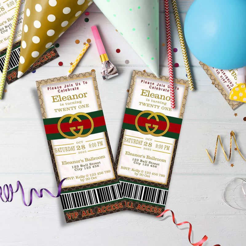 Gucci Inspired Birthday Decorations, Gucci Inspired Party Supplies, Gucci Inspired Themed, Gucci Style Inspired Digital Template, Editable Gucci Inspired Image SVG PNG