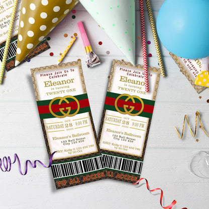 Gucci Inspired Birthday Decorations, Gucci Inspired Party Supplies, Gucci Inspired Themed, Gucci Style Inspired Digital Template, Editable Gucci Inspired Image SVG PNG