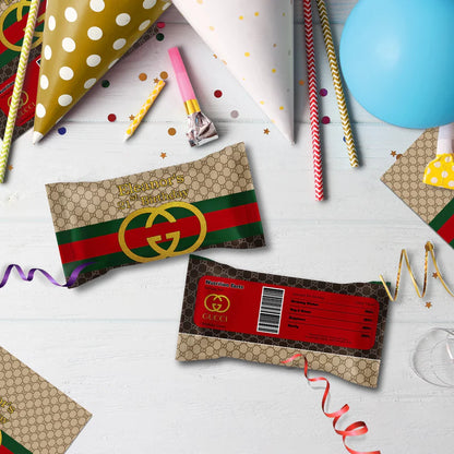 Gucci Inspired Birthday Decorations, Gucci Inspired Party Supplies, Gucci Inspired Themed, Gucci Style Inspired Digital Template, Editable Gucci Inspired Image SVG PNG