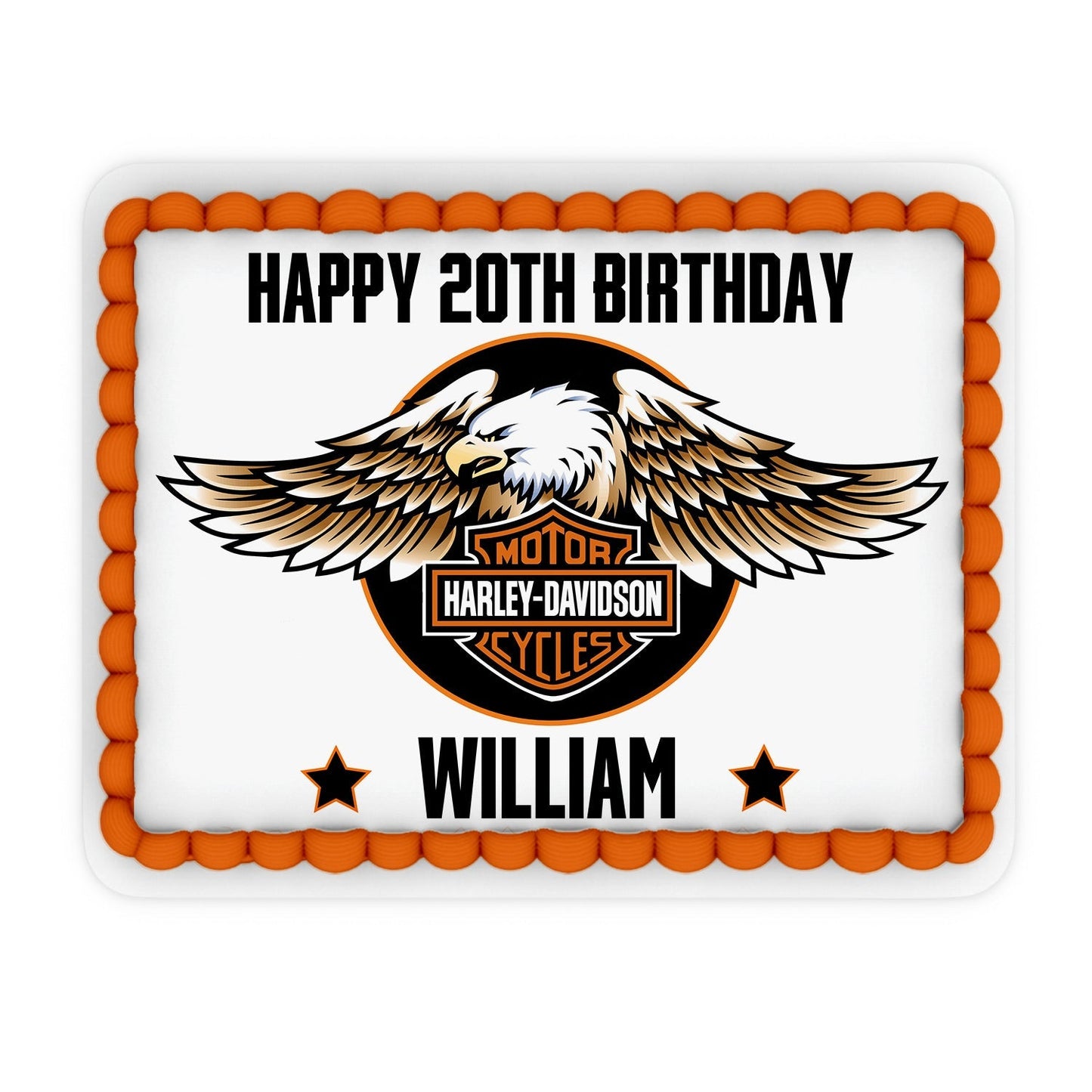 Rectangular Harley Davidson personalized edible sheet cake decoration