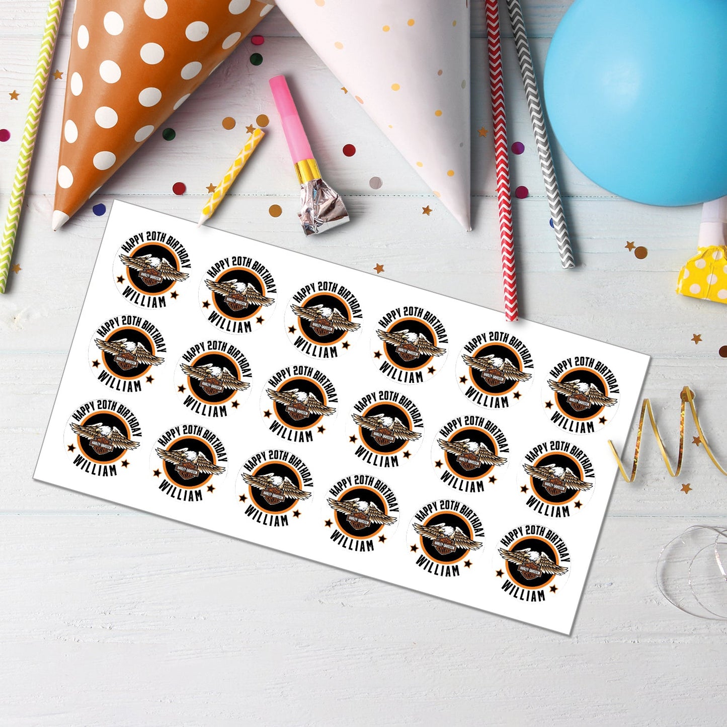 Harley Davidson Cupcake Toppers - Personalized Touch for Your Sweet Treats