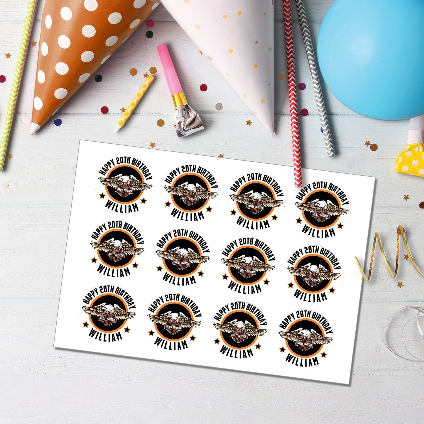 Harley Davidson Cupcake Toppers - Personalized Touch for Your Sweet Treats