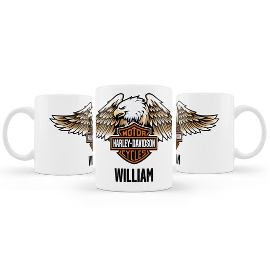 Sublimation mug with custom Harley Davidson design for merchandise
