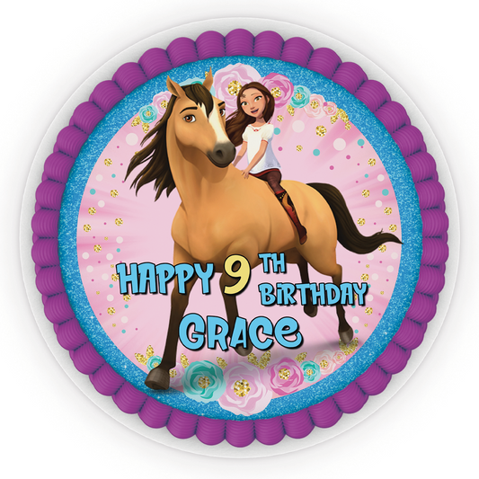 Personalized Horse The Spirit Theme Edible Cake Image - 16.5cm Diameter - Custom Horse Theme Party Cake Decoration