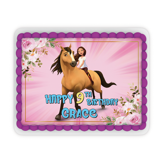 Personalized Horse The Spirit Theme Edible Cake Image A4 Size - Custom Horse Theme Party Cake Decoration