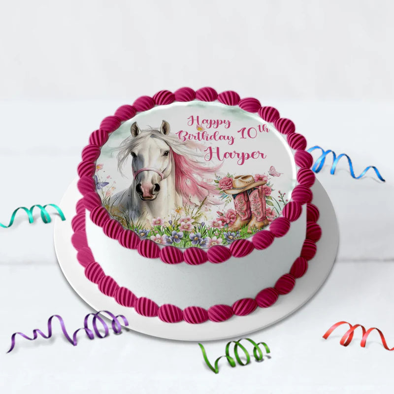 Horse Birthday Decorations, Cow girls Party Supplies, Horseshoe Themed, Horse Digital Template, Editable Horse Equestrian Image SVG PNG