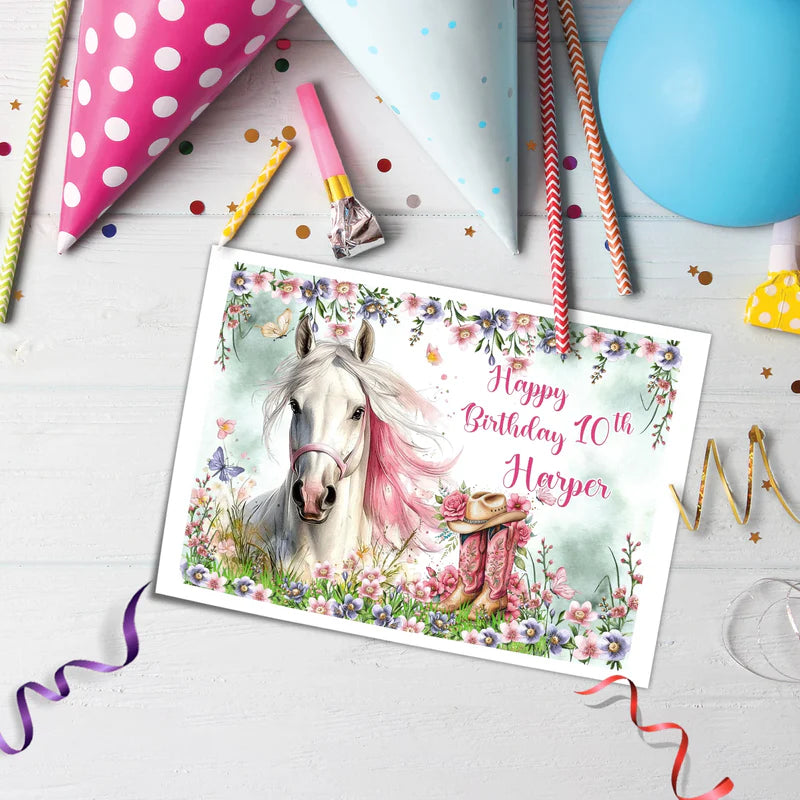 Horse Equestrian Edible Sheet Cake Topper Personalized