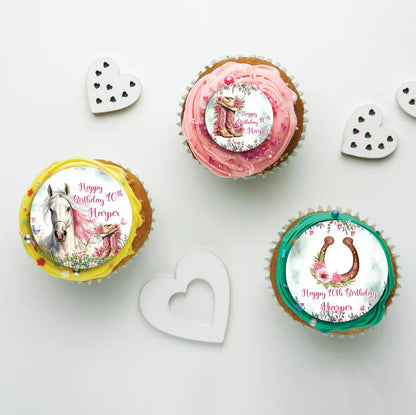 Horse Birthday Decorations, Cow girls Party Supplies, Horseshoe Themed, Horse Digital Template, Editable Horse Equestrian Image SVG PNG