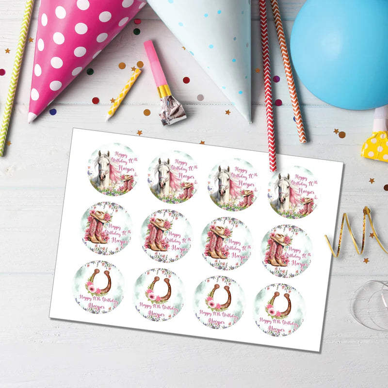 Horse Equestrian Cupcakes Toppers Custom Party Decoration