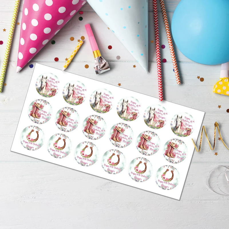 Horse Equestrian Cupcakes Toppers Custom Party Decoration