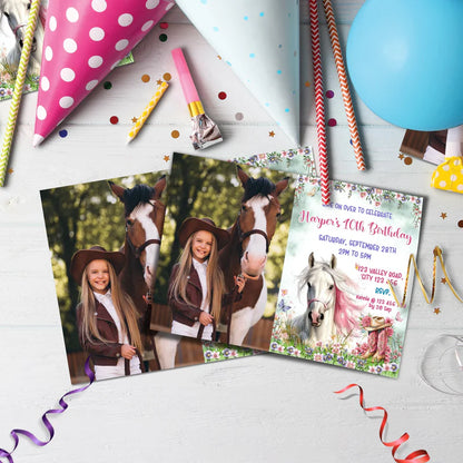 Horse Birthday Decorations, Cow girls Party Supplies, Horseshoe Themed, Horse Digital Template, Editable Horse Equestrian Image SVG PNG