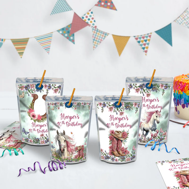 Horse Birthday Decorations, Cow girls Party Supplies, Horseshoe Themed, Horse Digital Template, Editable Horse Equestrian Image SVG PNG