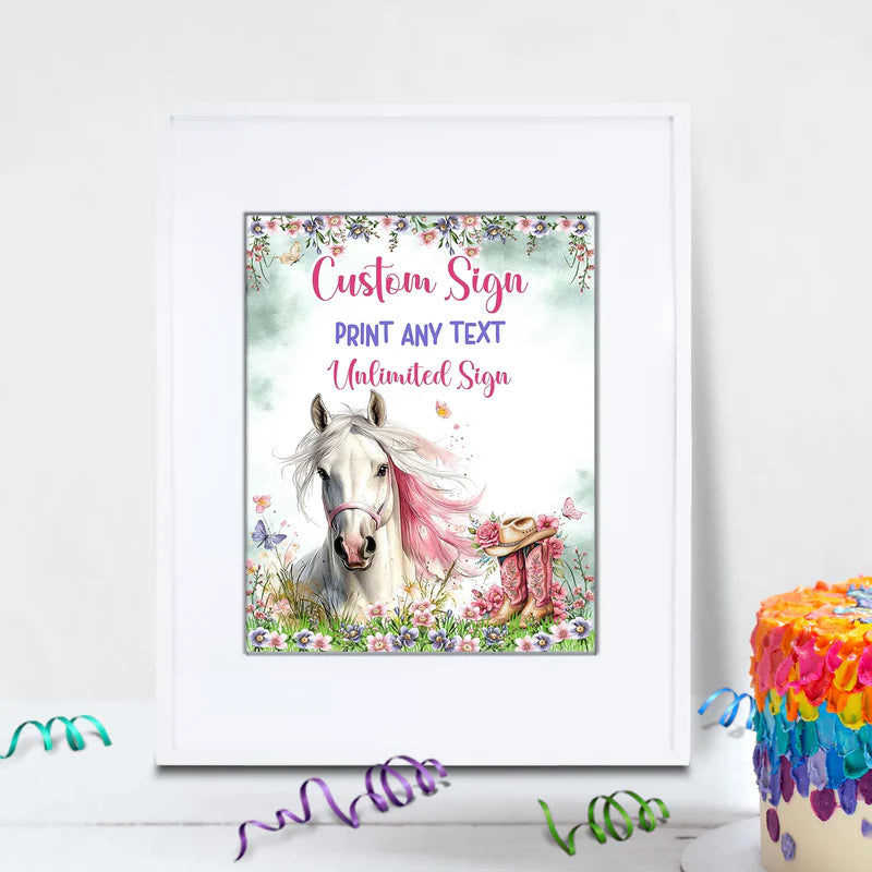 Horse Birthday Decorations, Cow girls Party Supplies, Horseshoe Themed, Horse Digital Template, Editable Horse Equestrian Image SVG PNG