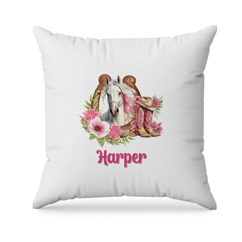 Horse equestrian sublimation pillowcase with custom horse design flat lay