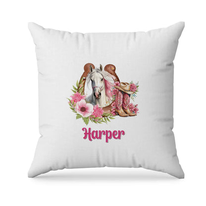 Horse equestrian sublimation pillowcase with custom horse design flat lay