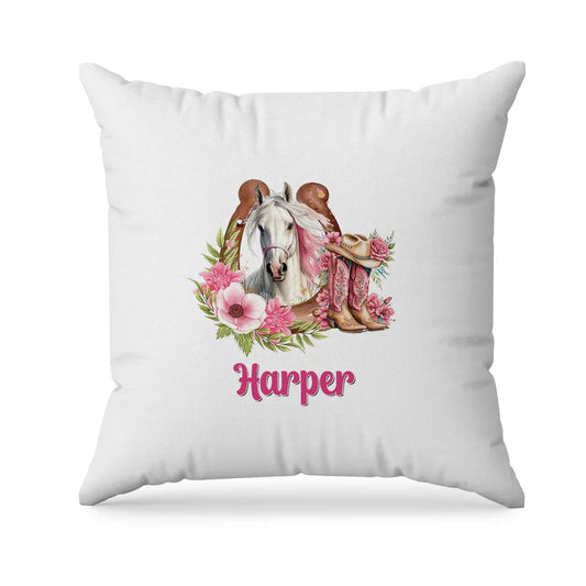 Horse equestrian sublimation pillowcase with custom horse design flat lay