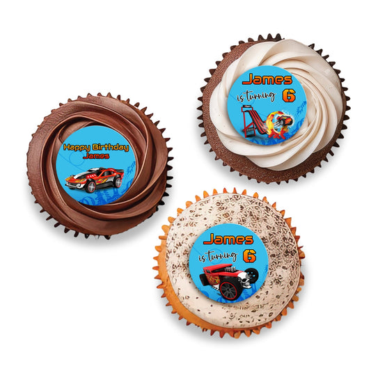Hot Wheels Themed Personalized Cupcakes Toppers