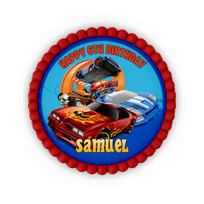 Hot Wheels Cars Personalized Edible Icing Cake Images