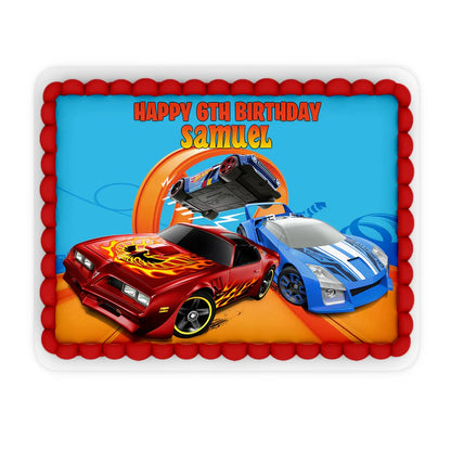 Hot Wheels Cars Personalized Edible Sheet Cake Images