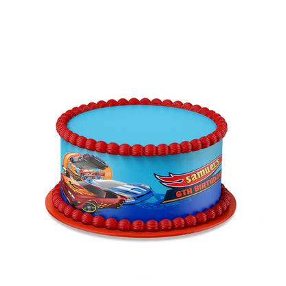 Hot Wheels Cars Personalized Cake Strips Image