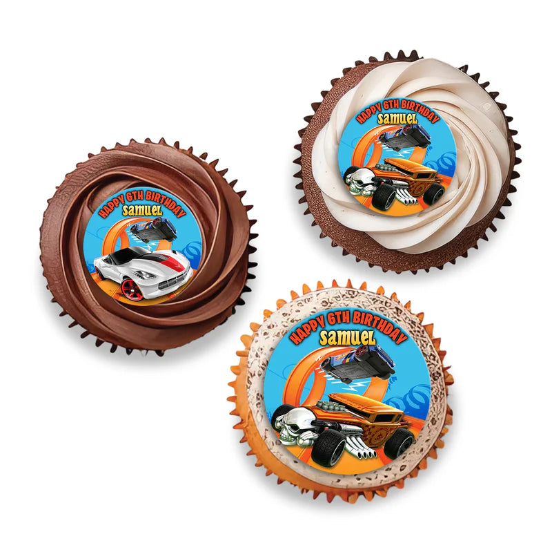 Hot Wheels Cars Personalized Cupcakes Toppers